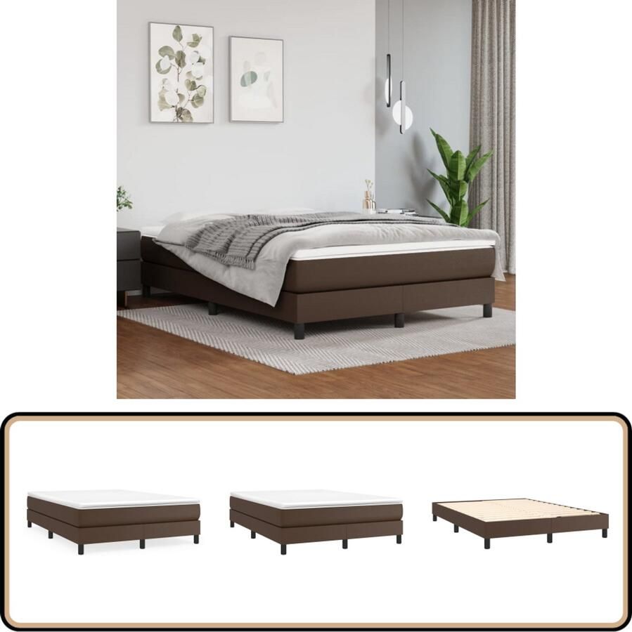 VidaXL Bedframe Kunstleer Bruin 140x200 cm Boxspringframe Bruin Bed Tweepersoons Bed Kunstleder Bed Boxspring Bed Kopen Slaapkamer Meubels Comfortabele Bed