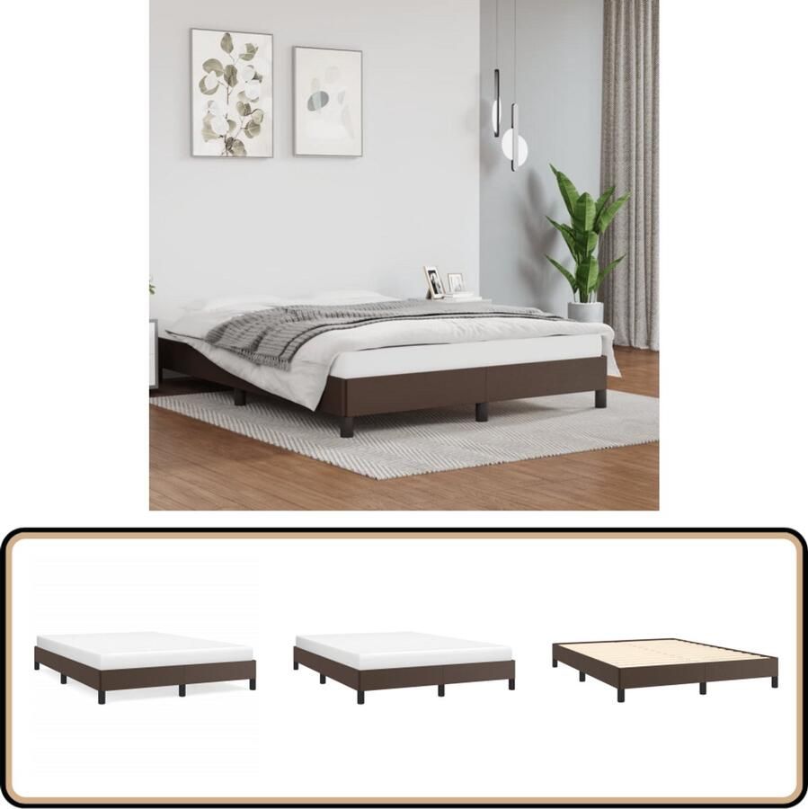 VidaXL Bedframe Kunstleer Bruin 140x200 cm Bruin Bed Frame Tweepersoons Bed Frame Kunstleder Bed Frame Houten Bed Frame Slaapkamer Meubels