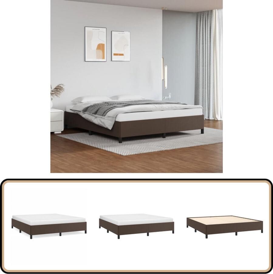 VidaXL Bedframe Kunstleer Bruin 180x200 cm Bed Frame Bruine Kleur Kunstleder Bedframe Tweepersoon Bedframe Boxspring Bedframe Modern Bedframe