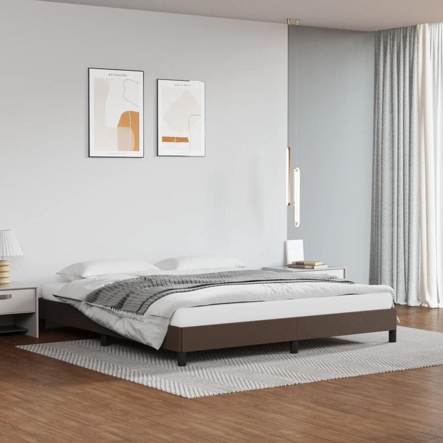 VidaXL Bedframe Kunstleer Bruin 180x200 cm Bedframe Houten Bedframe Kunstleder Bed Tweepersoons Bed Boxspring Bed Bedroom Furniture - Foto 2