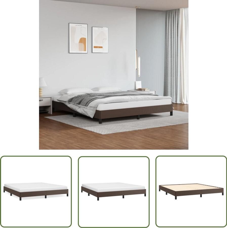 VidaXL Bedframe Kunstleer Bruin 180x200 cm Bedframe Houten Bedframe Kunstleder Bed Tweepersoons Bed Boxspring Bed Bedroom Furniture