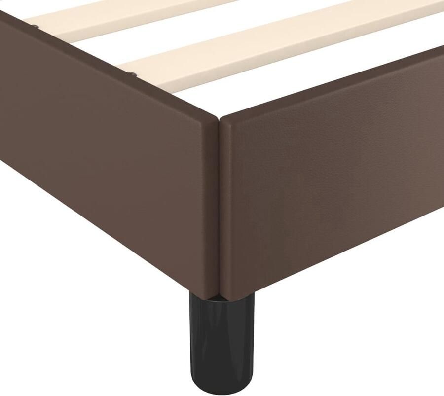 VidaXL Bedframe Kunstleer Bruin 203 x 166 x 50 cm Duurzaam Ondersteunende poten Multiplex lattenbodem Matras niet inbegrepen Bed