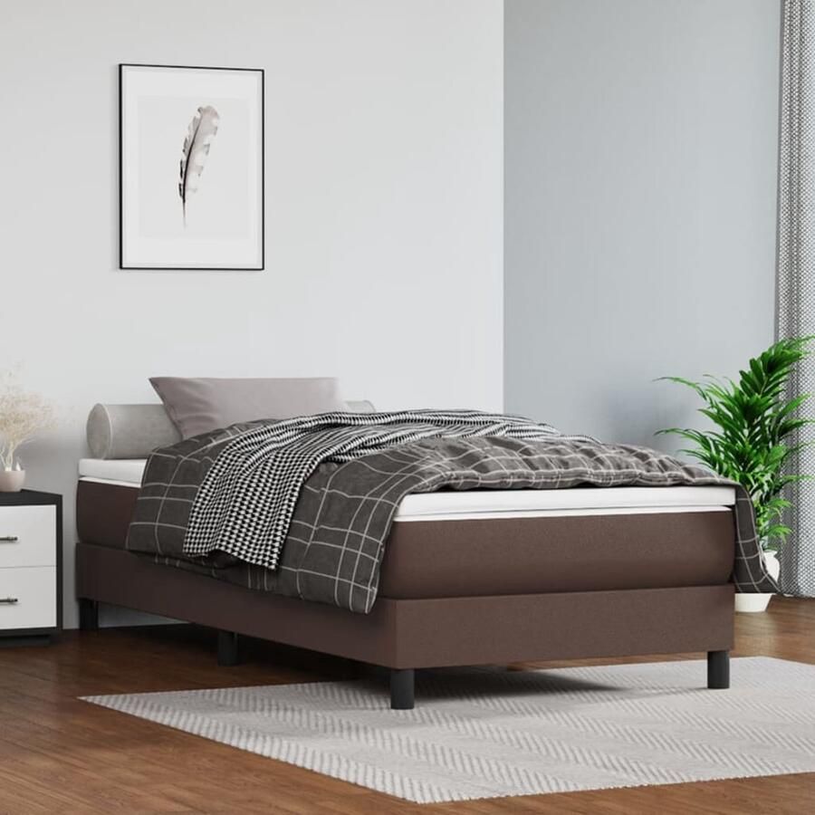 VidaXL Bedframe Kunstleer Bruin 90x190 cm Boxspring Frame Kunstleer Bedframe Tweepersoons Bed Bruine Bedbank Bedframe 90x190 Slaapcomfort - Foto 2