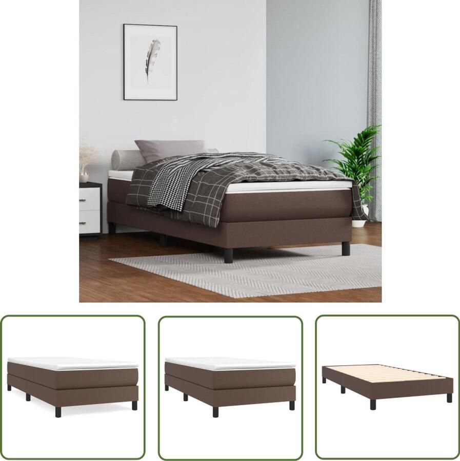 VidaXL Bedframe Kunstleer Bruin 90x190 cm Boxspring Frame Kunstleer Bedframe Tweepersoons Bed Bruine Bedbank Bedframe 90x190 Slaapcomfort