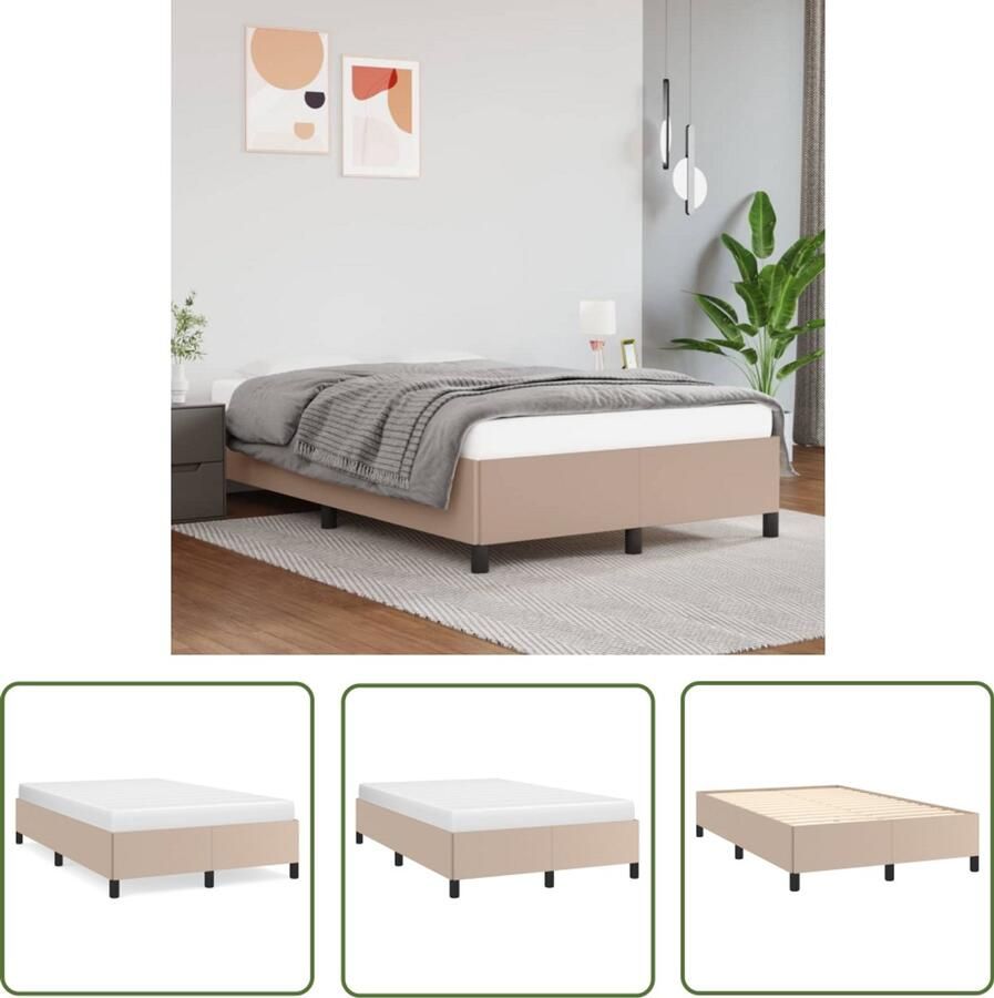 VidaXL Bedframe Kunstleer Cappuccino 120x200 cm Bed Frame Kapstok Bedroom Furniture Houten Bed Tweepersoons Bed Bruine Bed Kunstleder Bed
