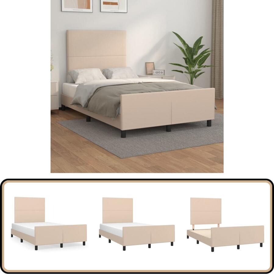 VidaXL Bedframe Kunstleer Cappuccino 120x200 cm Bedframe Kunstleder Bed Capucino Bed Tweepersoons Bed Boxspring Bed Stapelbed