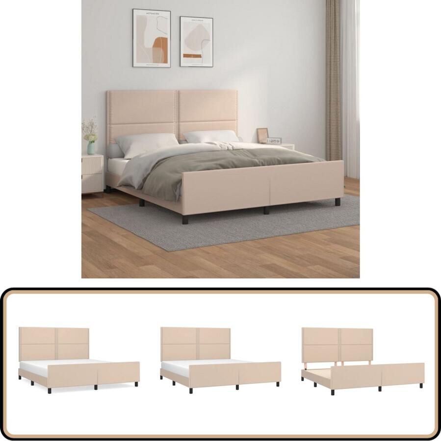 VidaXL Bedframe Kunstleer Cappuccino 160x200 cm Bed Frame Kapstok Slaapcomfort Houten Bed Design Bed