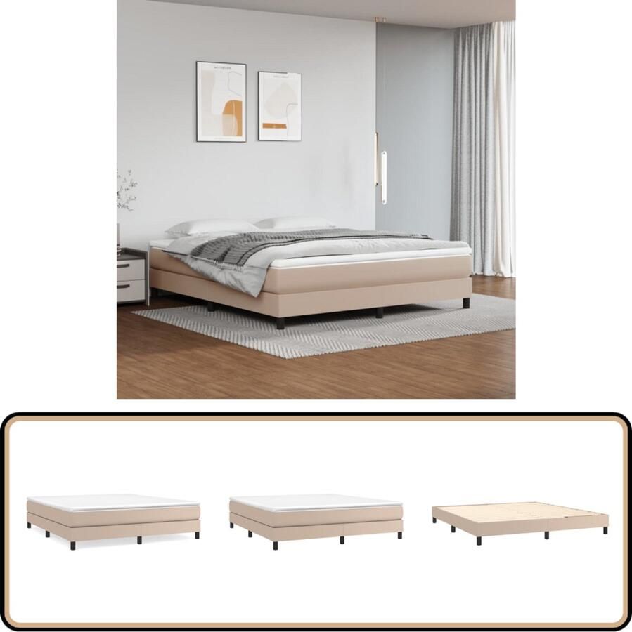 VidaXL Bedframe Kunstleer Cappuccino 180x200 cm Boxspring Frame Kunstleder Bed Bruine Bedbank Tweepersoons Bed Bedroom Furniture