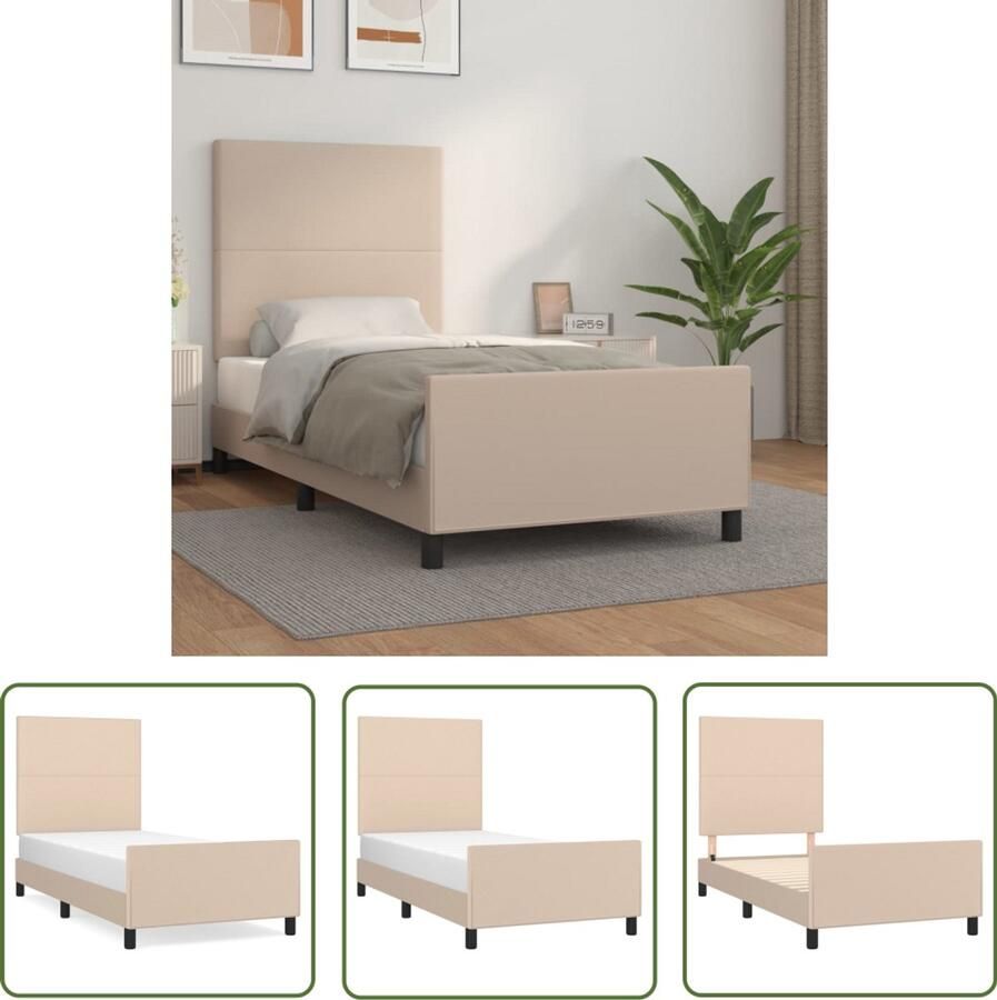 VidaXL Bedframe Kunstleer Cappuccino 80x200 cm Bed Frame Kapstok Houten Bed Bruine Bed Kunstleder Bed Tweepersoons Bed Boxspring Bed - Foto 2