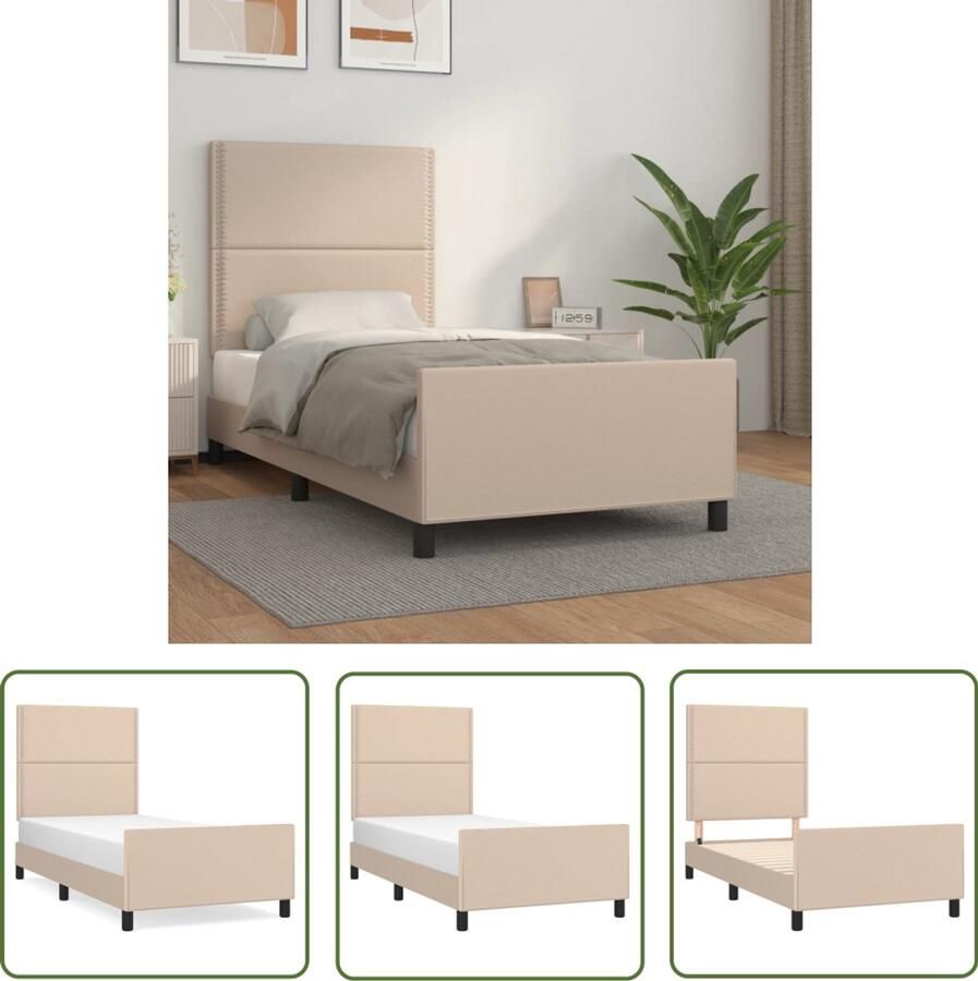 VidaXL Bedframe Kunstleer Cappuccino 80x200 cm Bed Frame Kapstok Houten Bed Tweepersoons Bed Bruine Bed Design Bed Comfortabel Bed Multifunctioneel Bed - Foto 2