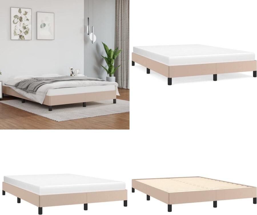 VidaXL Bedframe kunstleer cappuccinokleurig 140x200 cm Bedframe Bedframes Bed Slaapmeubel