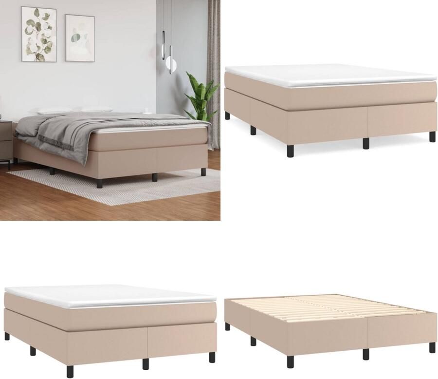 VidaXL Boxspringbedframe kunstleer cappuccinokleurig 140x200 cm