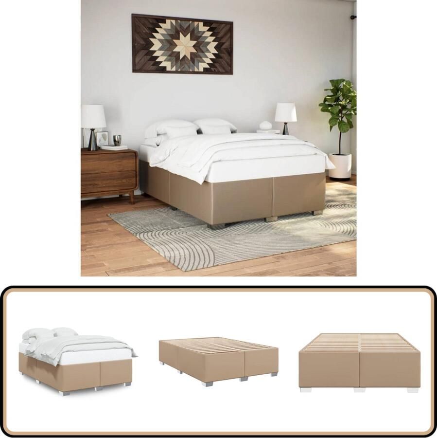 VidaXL Bedframe kunstleer cappuccinokleurig 140x200 cm
