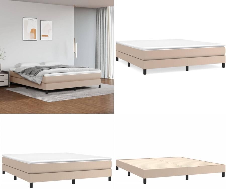 VidaXL Boxspringframe kunstleer cappuccino 160x200 cm Boxspringframe Boxspringframes Bed Ledikant