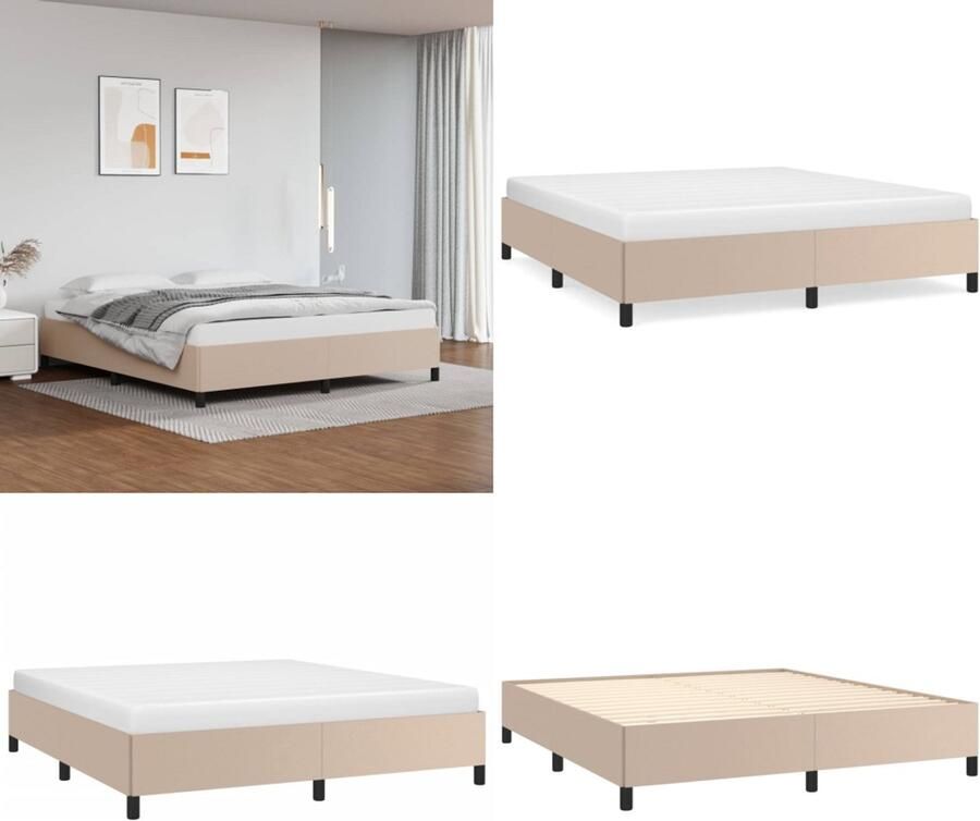 VidaXL Boxspringbedframe kunstleer cappuccinokleurig 160x200 cm - Foto 2