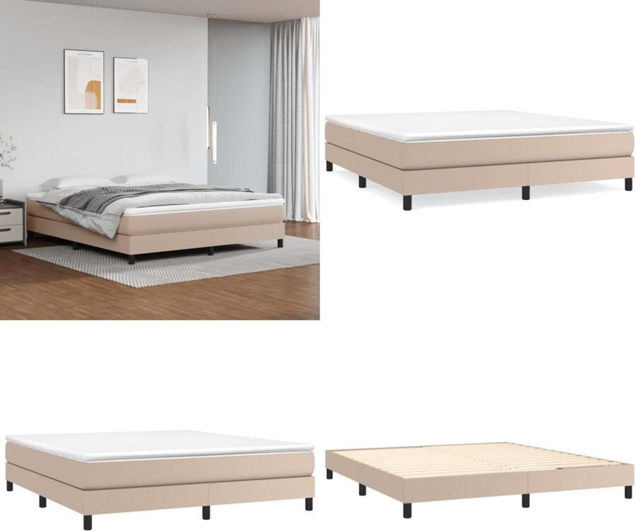 VidaXL Boxspringframe kunstleer cappuccino 180x200 cm Boxspringframe Boxspringframes Bed Ledikant