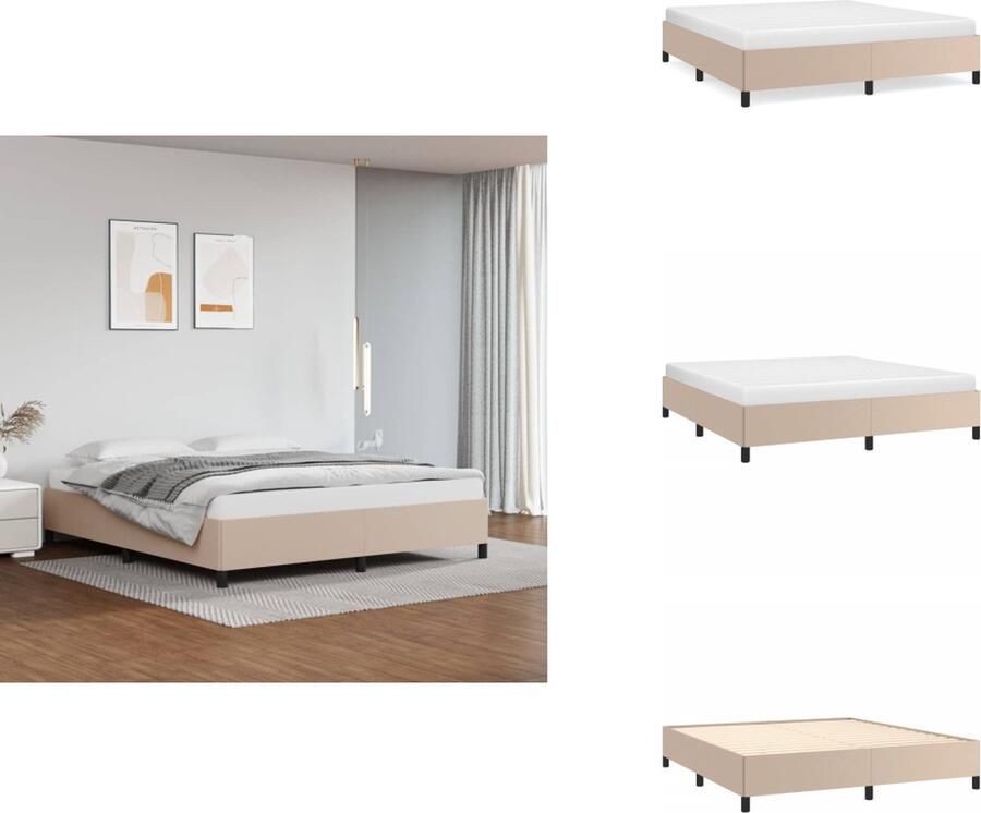 VidaXL Boxspringframe Cappuccino Kunstleren Bedframe 203 x 180 x 35 cm Geschikt voor 180 x 200 cm matras (excl matras) Bed