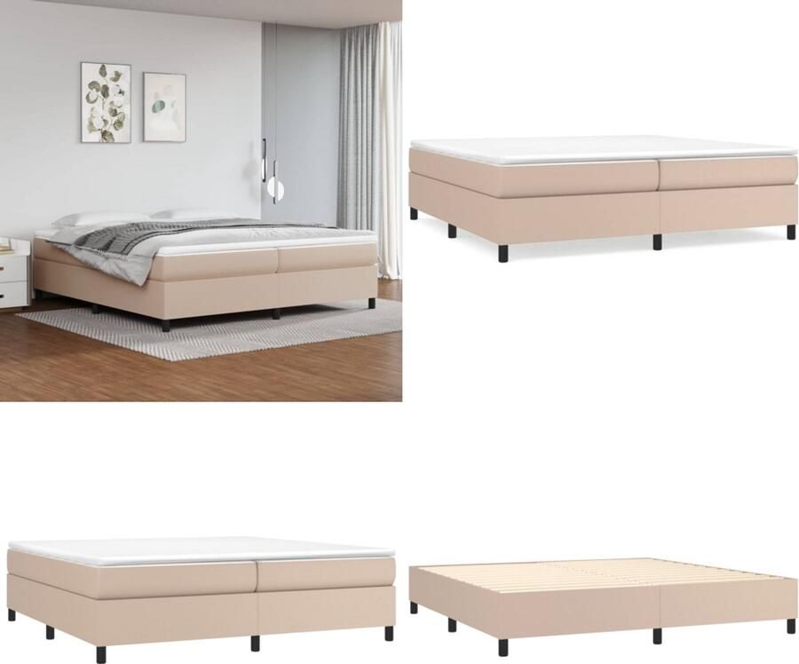 VidaXL Boxspringframe kunstleer cappuccino 200x200 cm Boxspringframe Boxspringframes Bed Ledikant