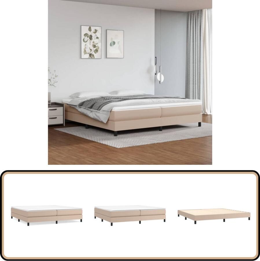 VidaXL Bedframe Kunstleer Cappuccinokleurig 200x200 cm Boxspring Frame Kunstleder Bedframe Tweepersoons Bedframe Cappuccino Bedframe 200x200
