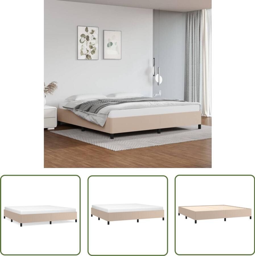 VidaXL Bedframe Kunstleer Cappuccinokleurig 200x200 cm Slaapkamer Meubels Tweepersoons Bed Kapstokken Kunstleder Bed Frame Bruine Bed Frames Boxspring Bed