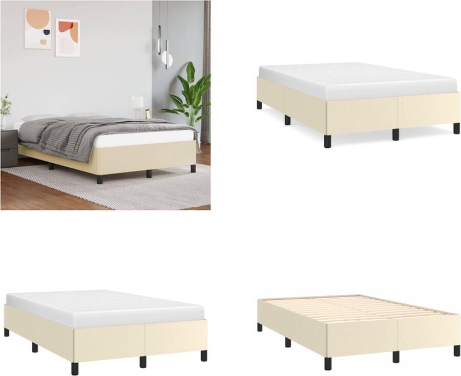 VidaXL Bedframe kunstleer crèmekleurig 120x200 cm Bedframe Bedframes Bed Slaapmeubel - Foto 2
