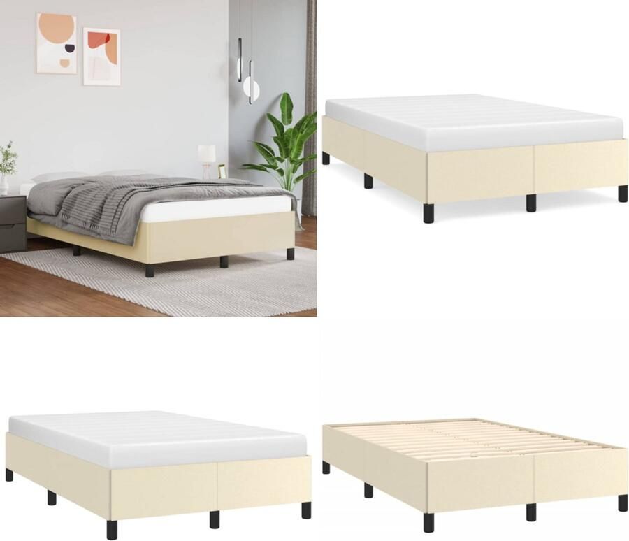 VidaXL Bedframe kunstleer crèmekleurig 120x200 cm Bedframe Bedframes Bed Slaapmeubel