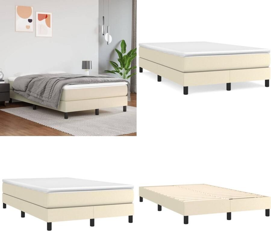 VidaXL Bedframe kunstleer crèmekleurig 120x200 cm Bedframe Bedframes Bed Slaapmeubel
