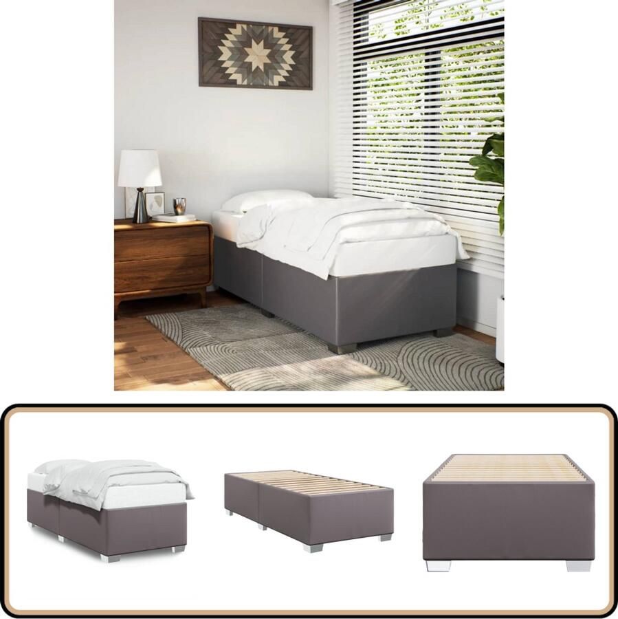 VidaXL Bedframe kunstleer grijs 100x200 cm
