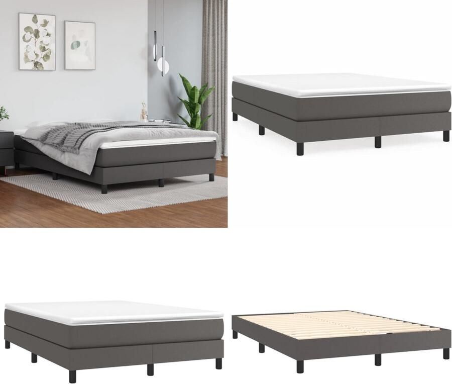 VidaXL Boxspringbedframe kunstleer grijs 140x200 cm