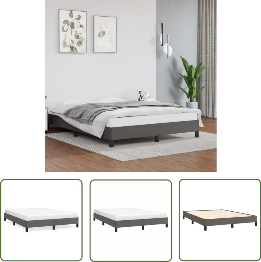 VidaXL Bedframe Kunstleer Grijs 140x200 cm Slaapkamerinrichting Tweepersoonsbed Kunstleder Bed Frame Grijze Bedbank Boxspring Alternatief Budgetvriendelijk Bed