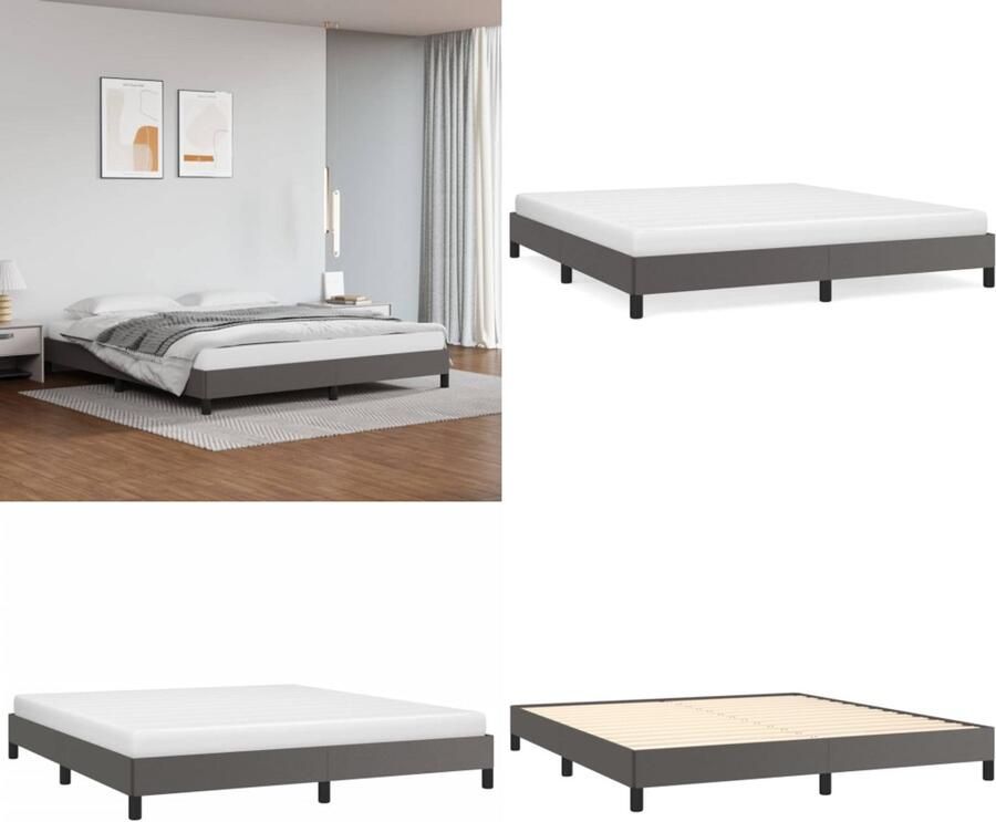 VidaXL Boxspringframe kunstleer grijs 180x200 cm Boxspringframe Boxspringframes Bed Ledikant
