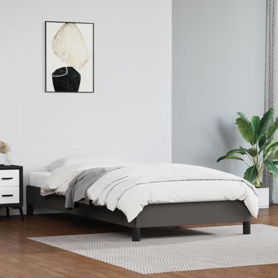 VidaXL Bedframe Kunstleer Grijs 90x190 cm Slaapkamer Meubels Kunstleder Bed Frame Tweepersoons Bed Frame Bed Frames Boxspring Frame Grijze Bed Frame - Foto 2