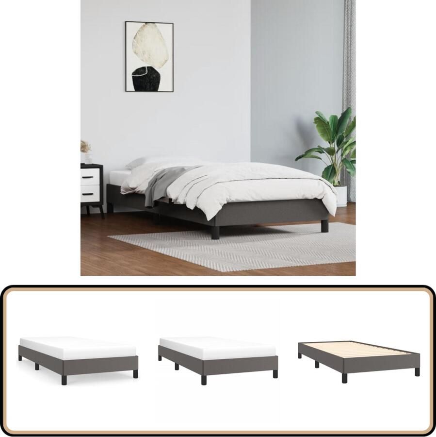 VidaXL Bedframe Kunstleer Grijs 90x190 cm Slaapkamer Meubels Kunstleder Bed Frame Tweepersoons Bed Frame Bed Frames Boxspring Frame Grijze Bed Frame