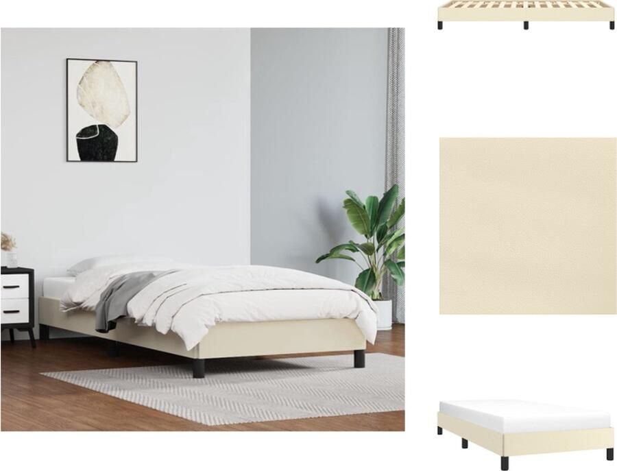 VidaXL Bedframe Kunstleer Multiplex lattenbodem Crème 203 x 103 x 25 cm Geschikt voor 100 x 200 cm matras Bed - Foto 3