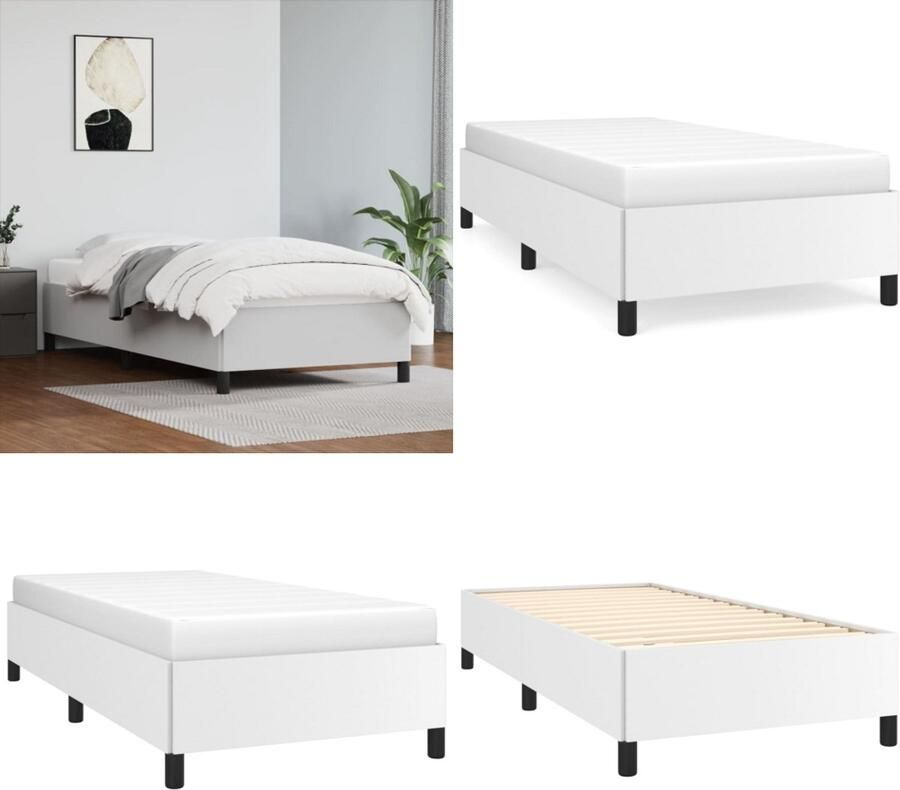VidaXL -Bedframe-kunstleer-wit-100x200-cm