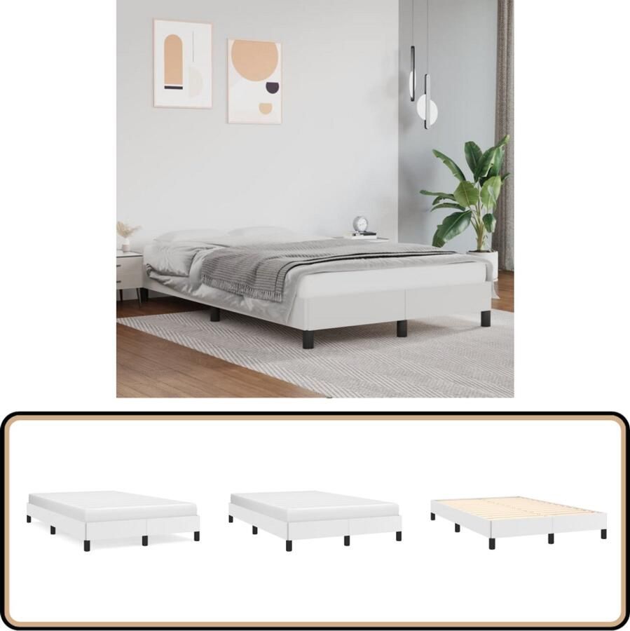 VidaXL -Bedframe-kunstleer-wit-120x200-cm