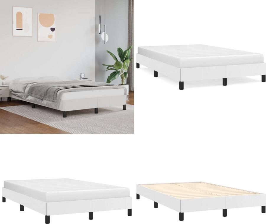 VidaXL -Bedframe-kunstleer-wit-120x200-cm - Foto 2