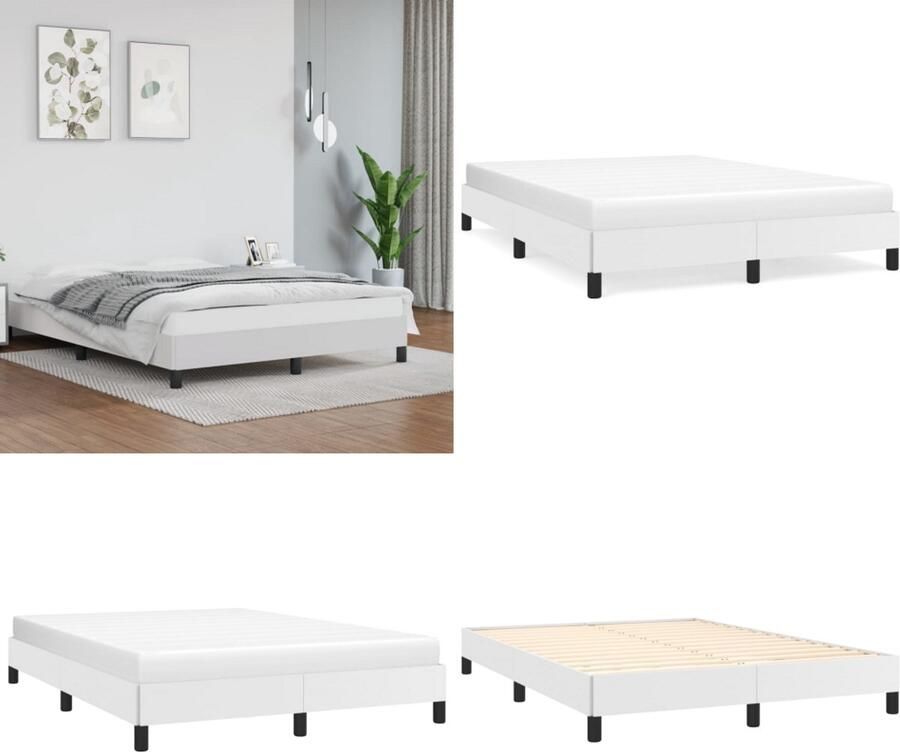 VidaXL Bedframe kunstleer wit 140x190 cm Bedframe Bedframes Bed Slaapmeubel