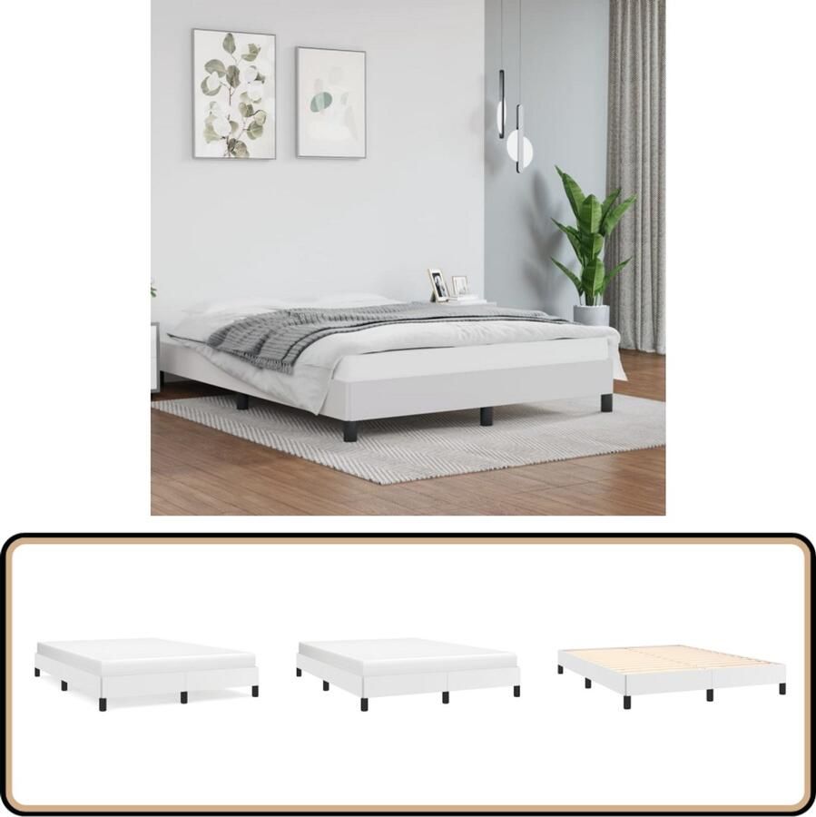 VidaXL -Bedframe-kunstleer-wit-140x200-cm