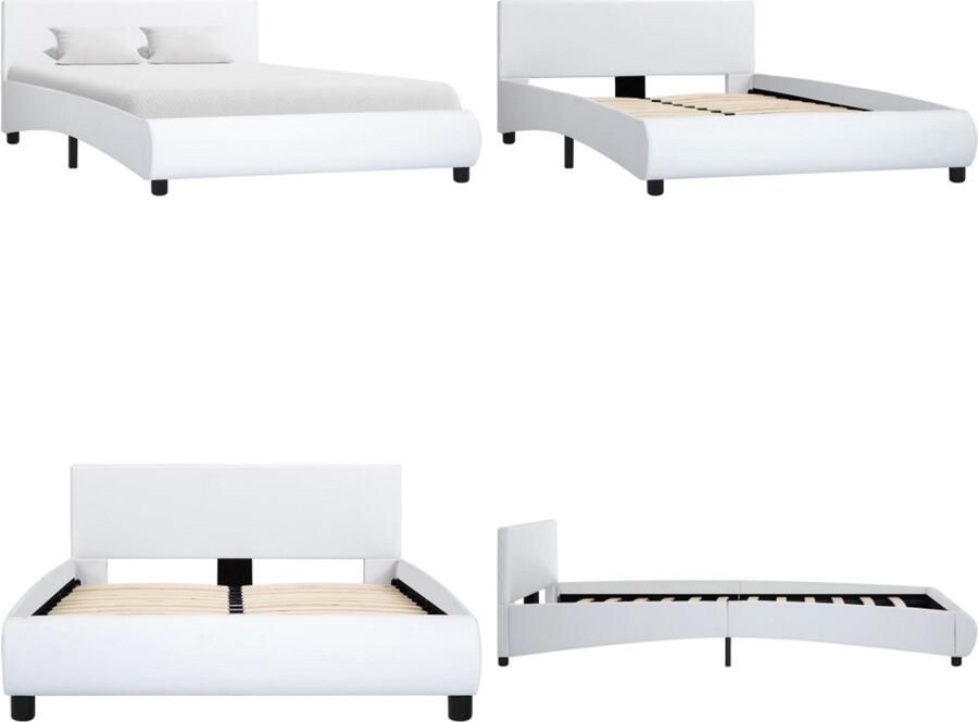 VidaXL Bedframe kunstleer wit 140x200 cm Bedframe Bedframes Bed Bedden