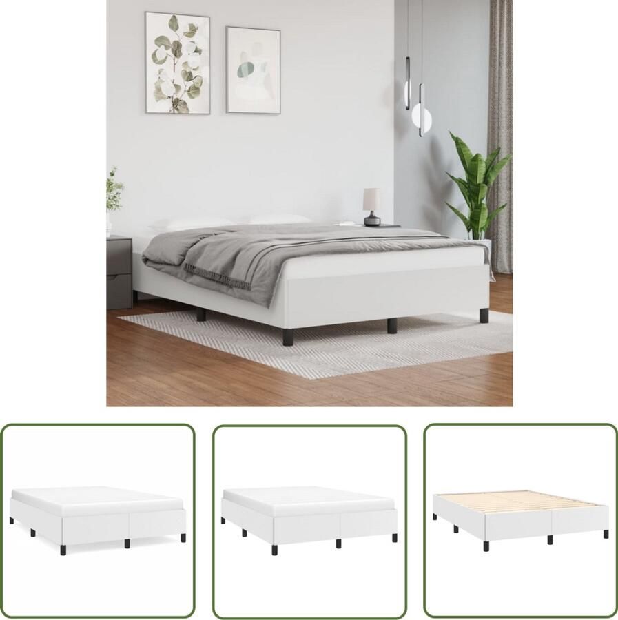 VidaXL -Bedframe-kunstleer-wit-140x200-cm