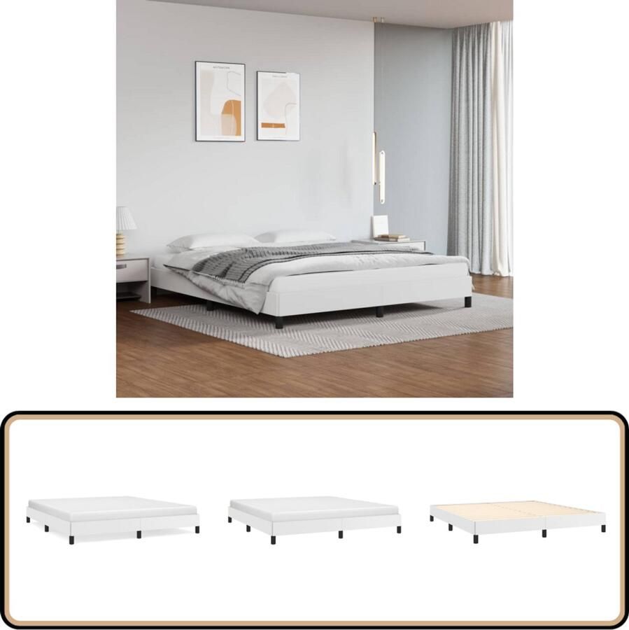 VidaXL Bedframe Kunstleer Wit 160x200 cm Bed Frame Tweepersoons Bed Witte Bedframe Kunstleder Bed Boxspring Frame