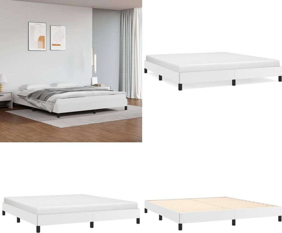 VidaXL Bedframe kunstleer wit 160x200 cm Bedframe Bedframes Bed Slaapmeubel