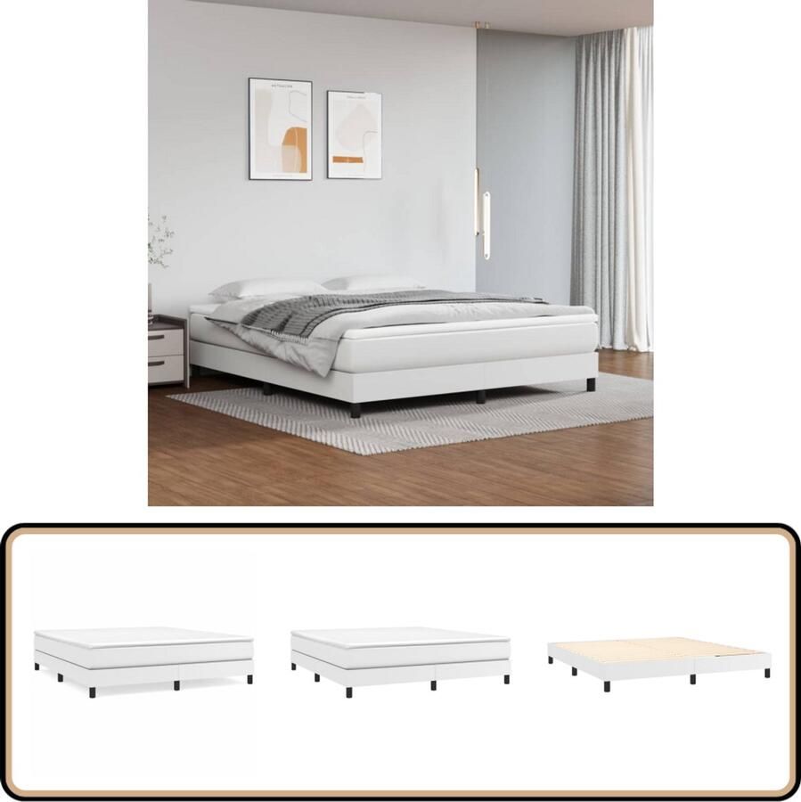 VidaXL -Bedframe-kunstleer-wit-160x200-cm