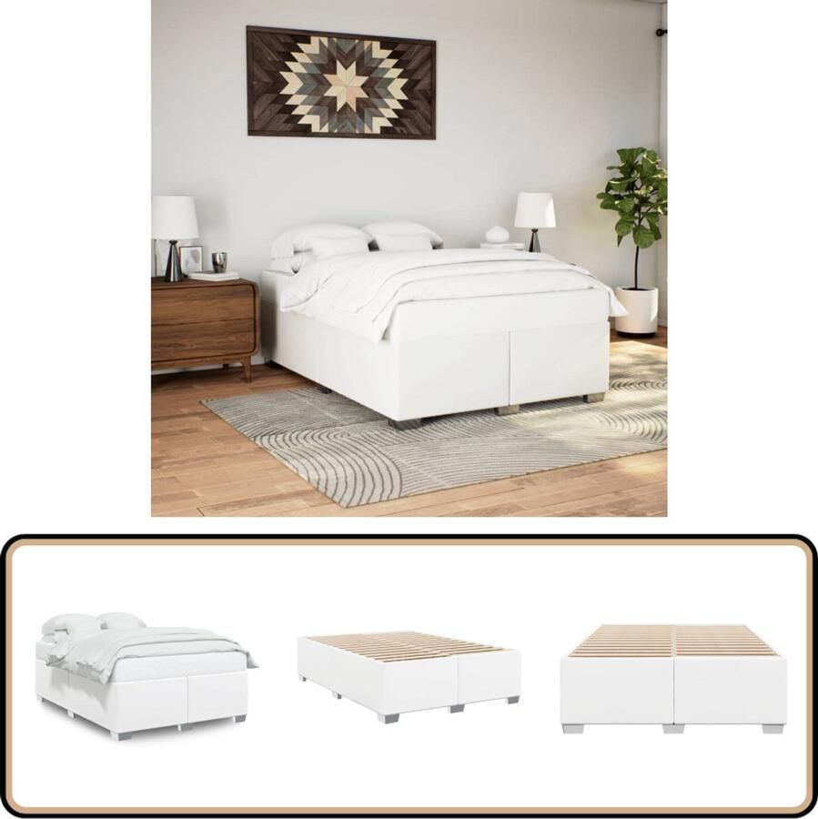 VidaXL Bedframe kunstleer wit 160x200 cm
