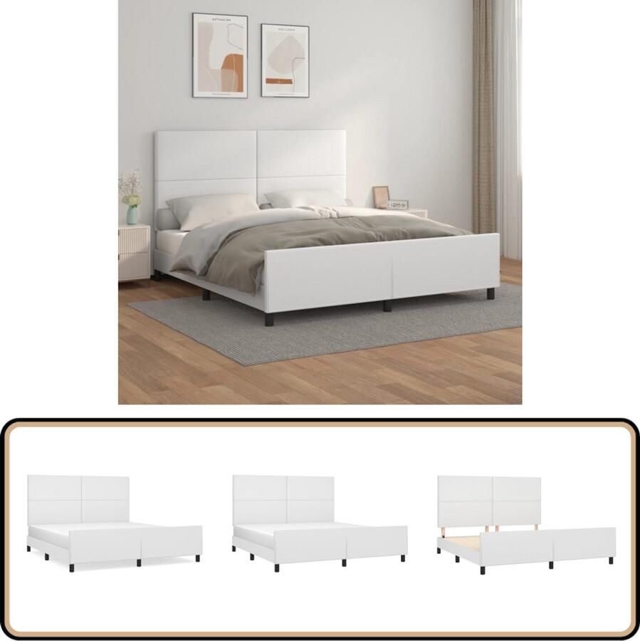 VidaXL Bedframe Kunstleer Wit 180x200 cm Bed Frame Boxspring Hoofdbord Kunstleder Wit