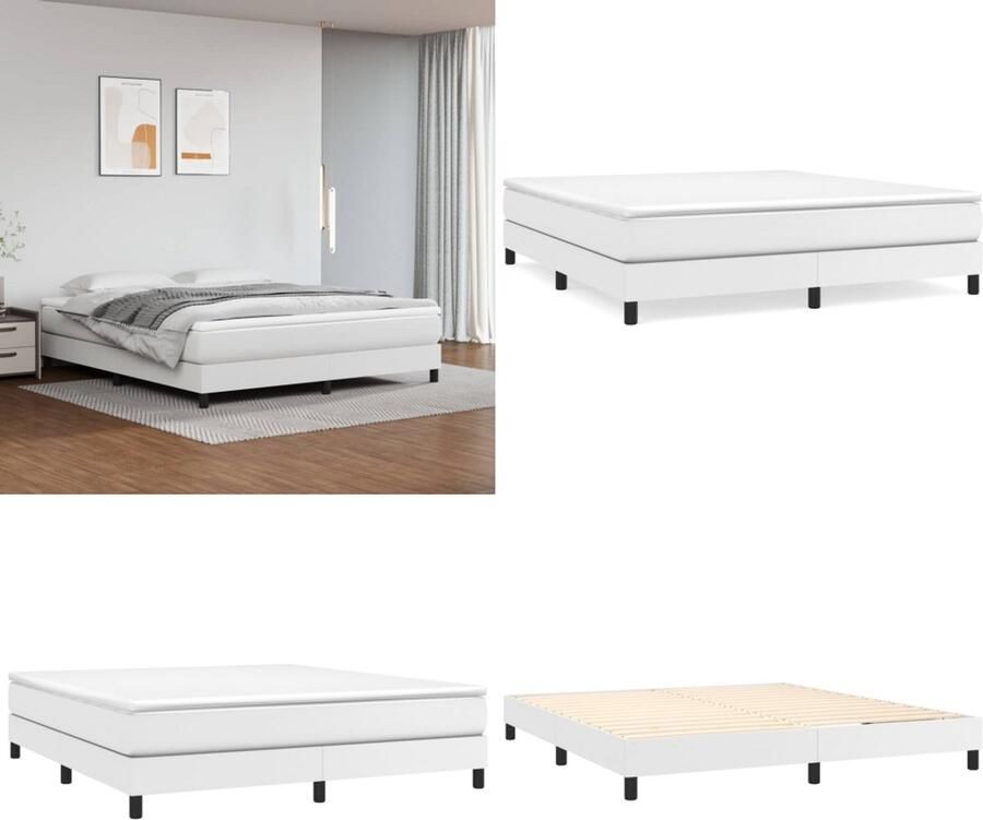 VidaXL Boxspringframe kunstleer wit 180x200 cm Boxspringframe Boxspringframes Bed Ledikant