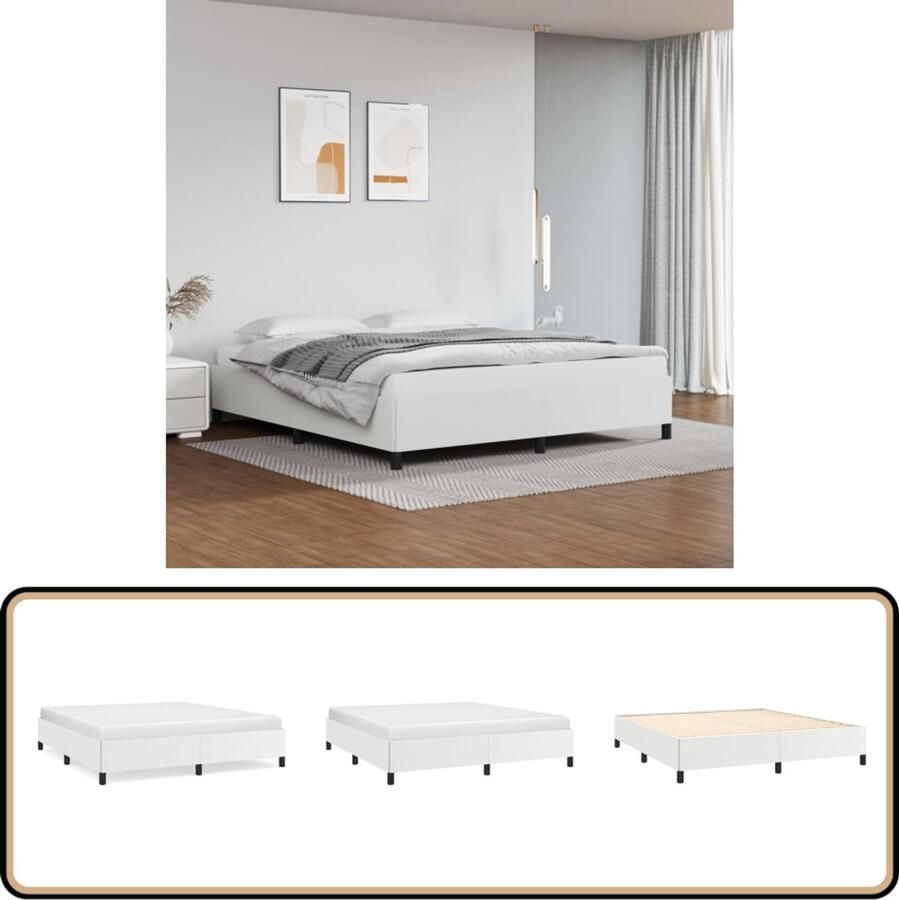 VidaXL Bedframe Kunstleer Wit 180x200 cm Slaapkamer Meubels Kunstleder Bed Frame Witte Bed Frame Tweepersoons Bed Frame Boxspring Frame