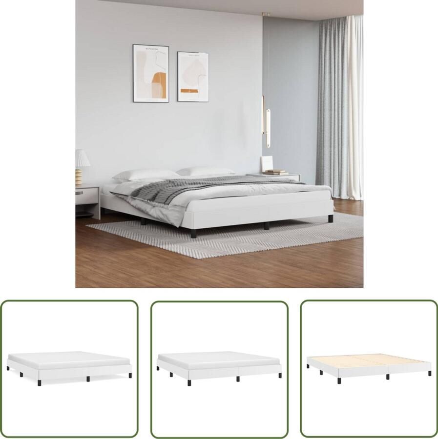 VidaXL Bedframe Kunstleer Wit 180x200 cm Slaapkamerinrichting Bed Frame Kunstleder Bed Witte Bed Tweepersoons Bed Boxspring