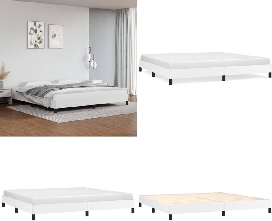 VidaXL Bedframe kunstleer wit 200x200 cm Bedframe Bedframes Bed Slaapmeubel
